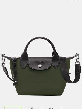 Longchamp Small Tote in Olive Green with Black Trim